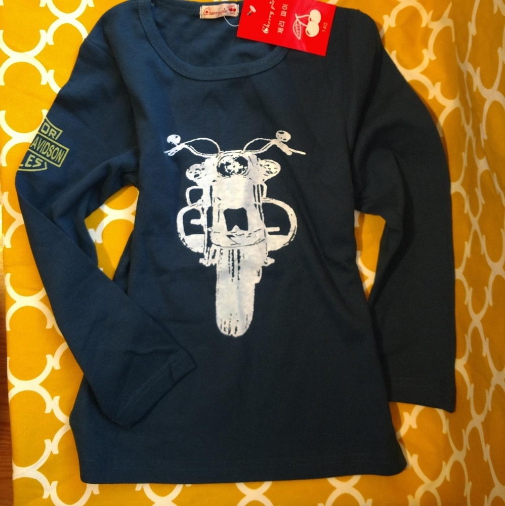 New Size 140 US 10 Harley Davidson Navy T-Shirt
